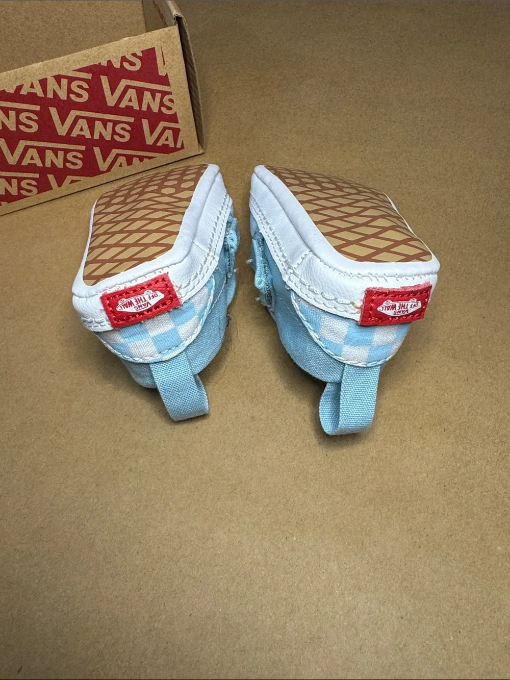 Infant Slip-On V Crib Checkerboard Shoe Light Blue & White
